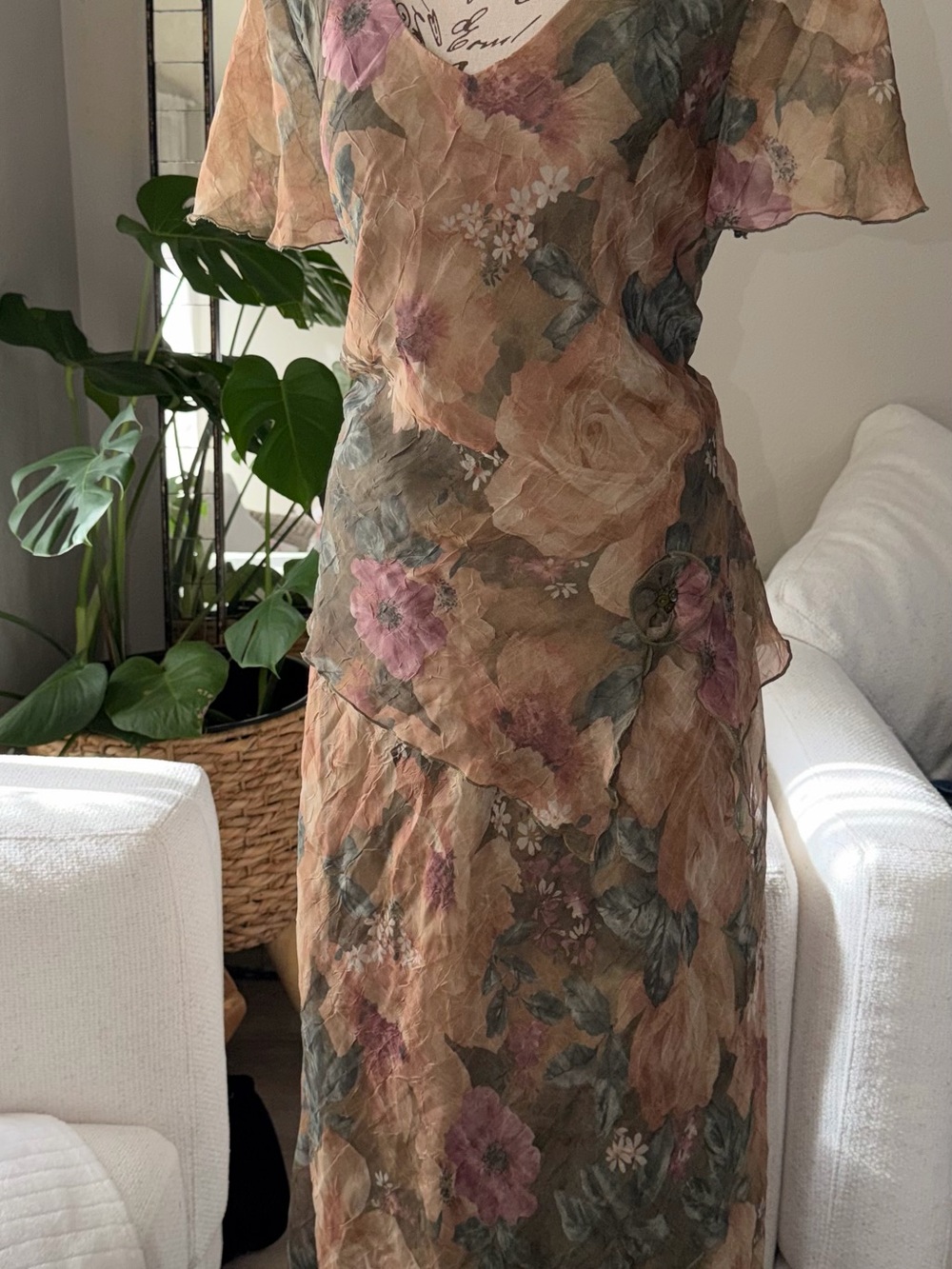 Vintage Floral Layered Skirt set